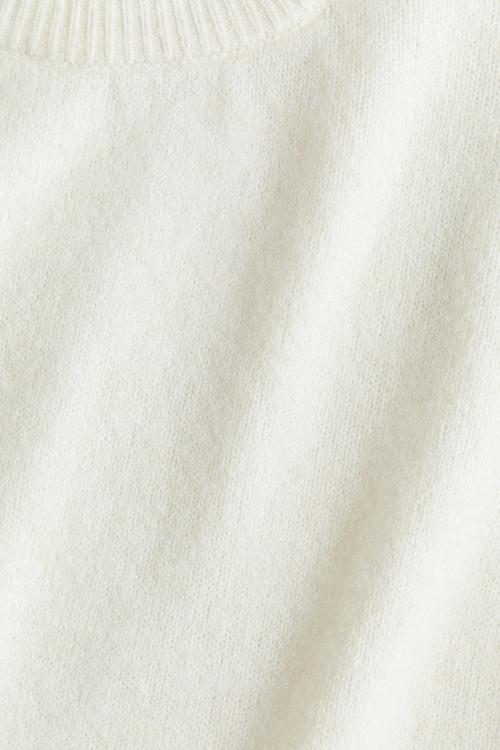 Brushed fine-knit top - white