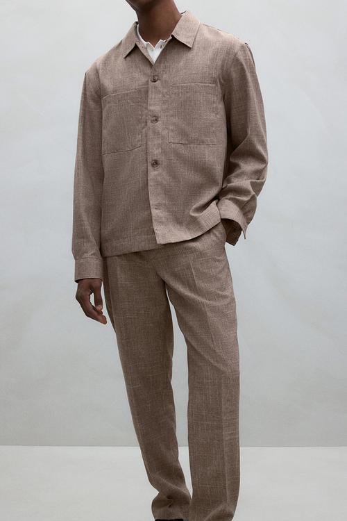 Regular fit suit trousers - beige marl 