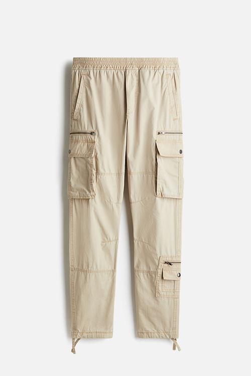 Regular fit twill cargo trousers - beige