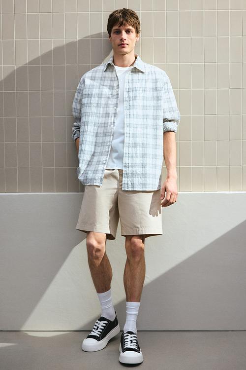 Regular fit canvas shorts - beige