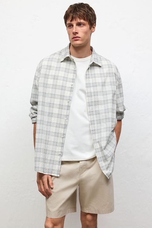 Regular fit canvas shorts - beige