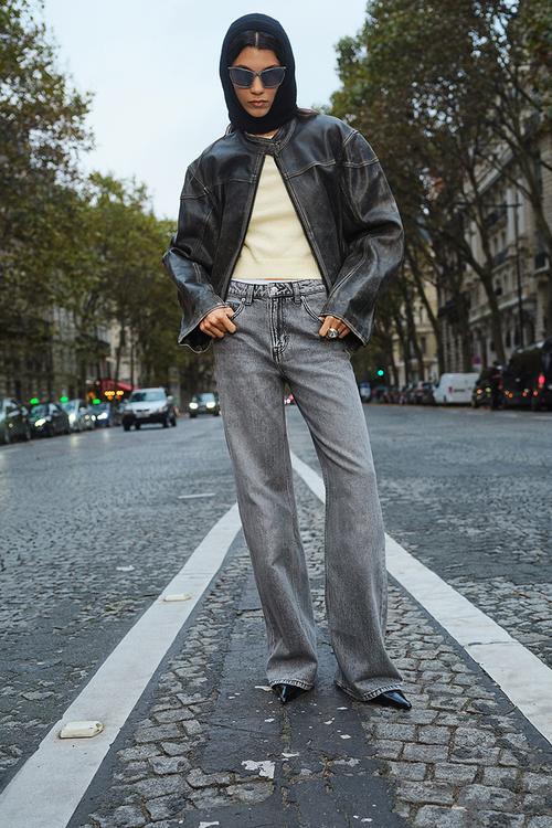Wide high jeans - grey