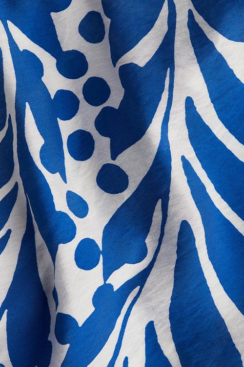 A-line dress - white & blue patterned