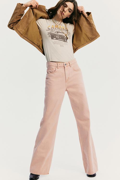 Wide high jeans - apricot