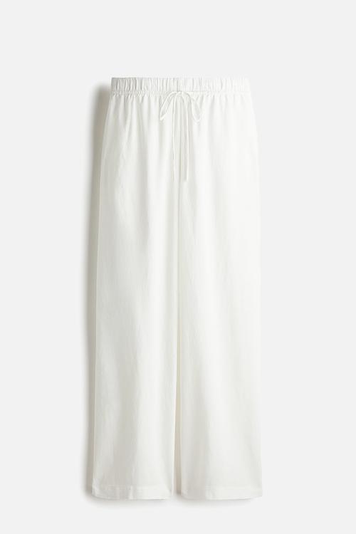 Linen-blend trousers - cream-white