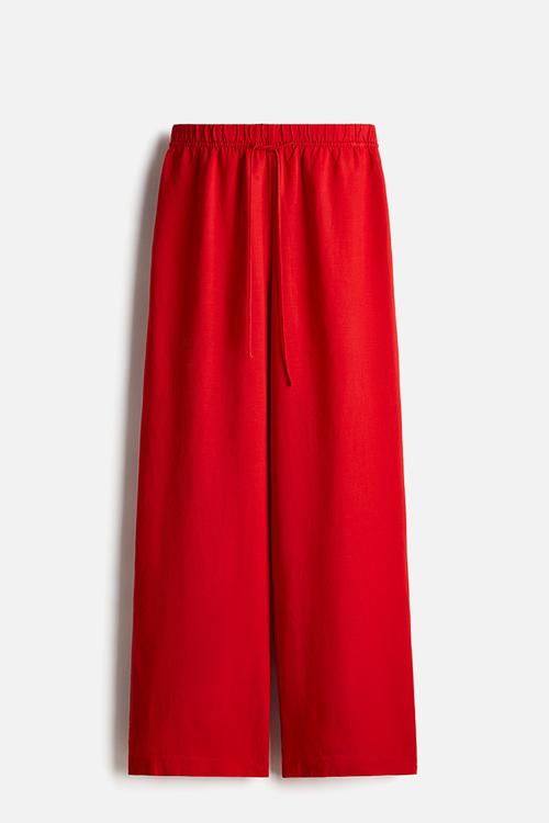 Linen-blend trousers - red