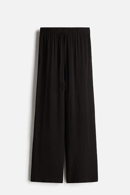 Viscose drawstring trousers - black