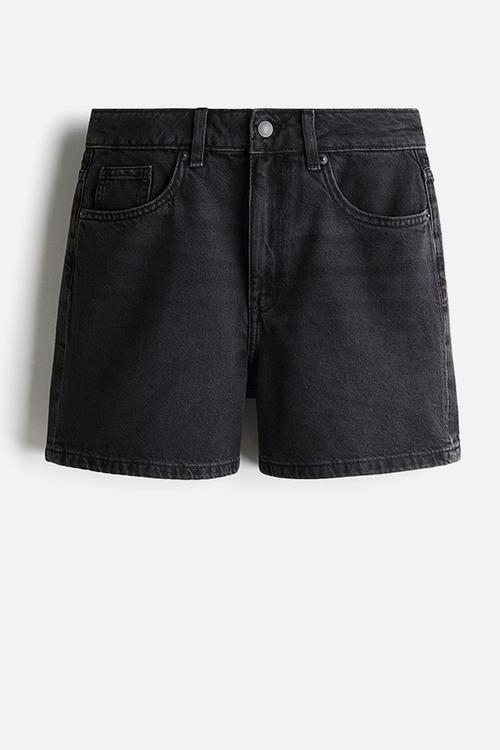 High denim shorts - black