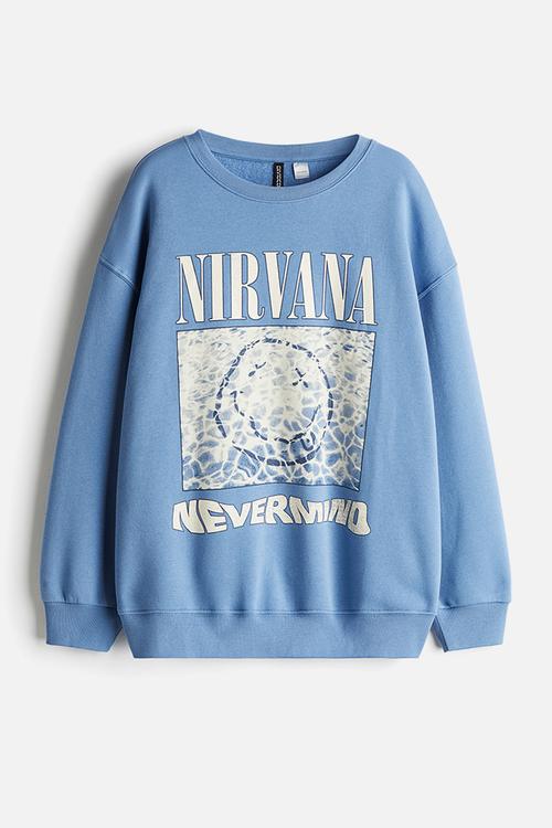 Oversized printed sweatshirt - blue nirvana