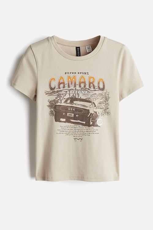 Printed t-shirt - light beige general motors