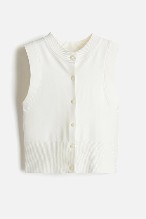 Button-front sweater vest - cream