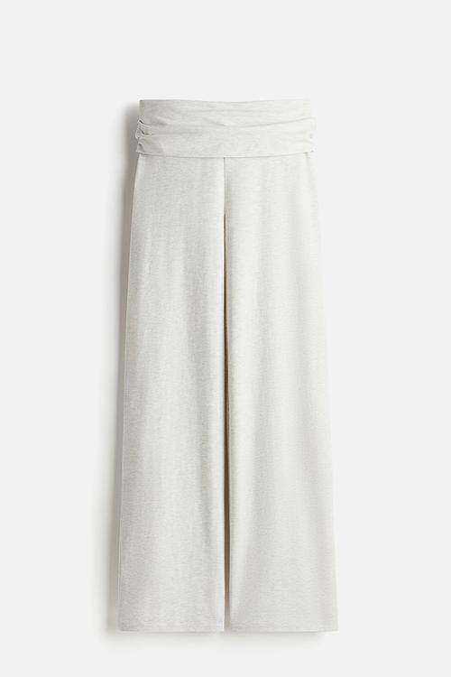Foldover-waist jersey trousers - light grey marl 