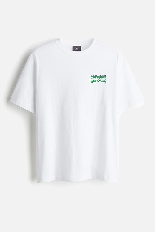 Loose fit printed t-shirt - white cologne