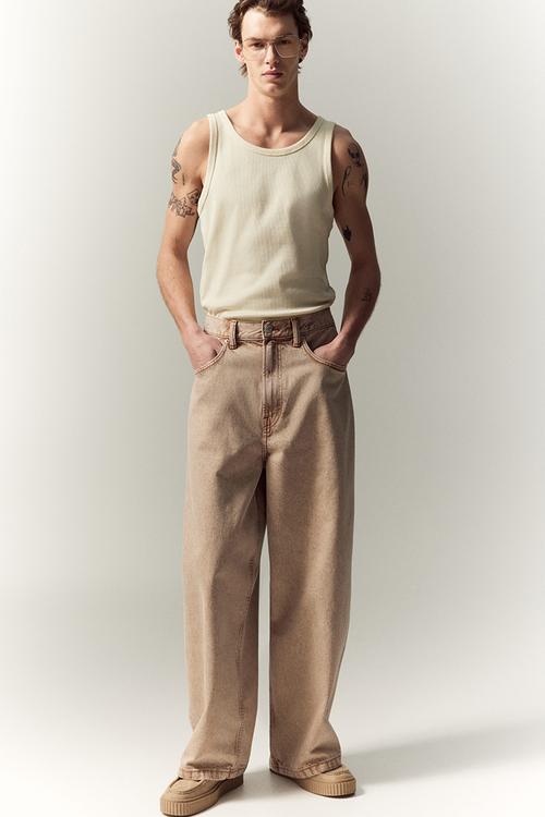 Slim fit ribbed vest top - beige