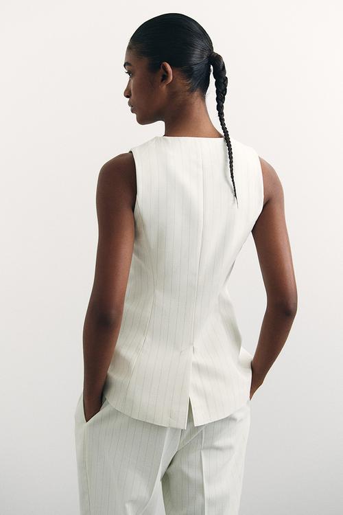 Long suit waistcoat - cream pinstriped