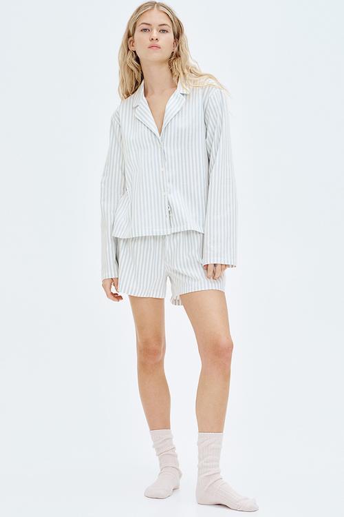 Flannel pyjamas - light blue striped