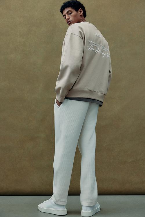 Loose fit printed sweatshirt - light beige new york
