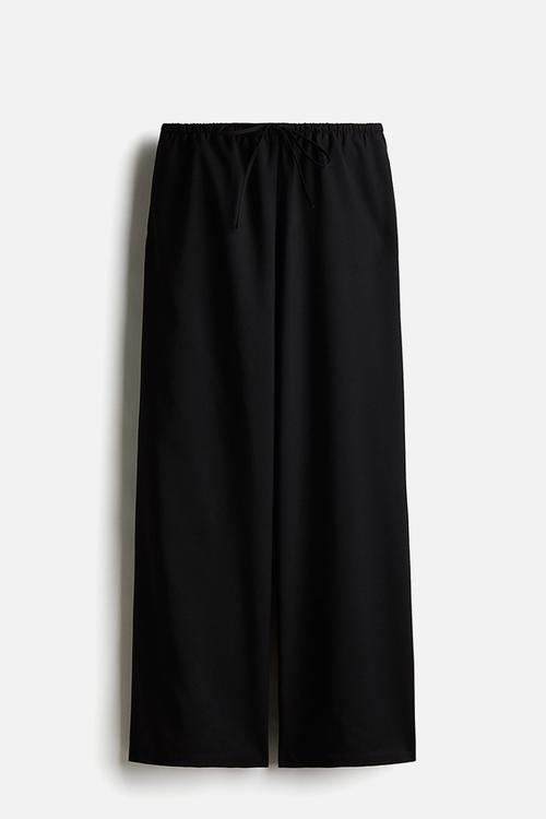 Twill drawstring trousers - black