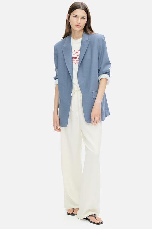 Linen-blend trousers -  cream