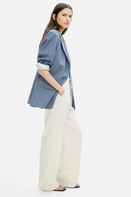 Linen-blend trousers -  cream