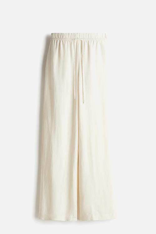 Linen-blend trousers -  cream