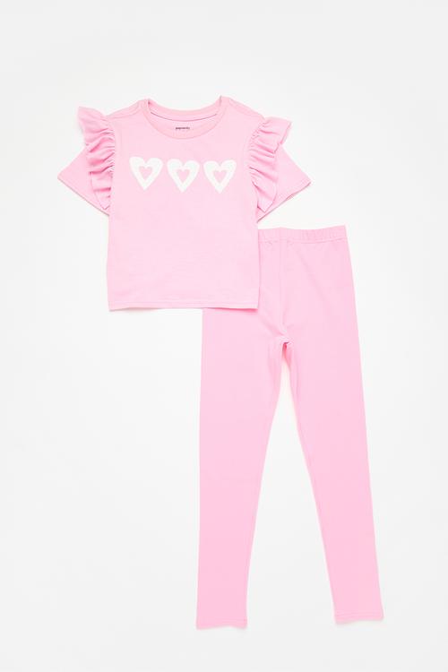 Frill tee & legging set - pink