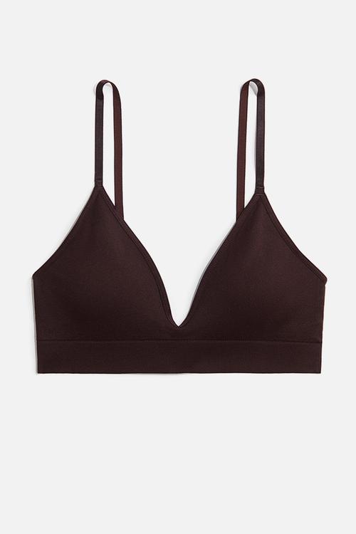 Seamless padded soft bra - dark brown