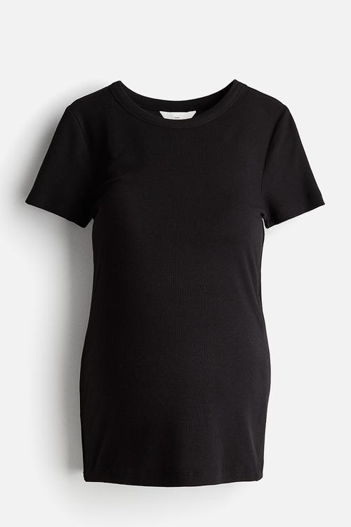 Mama ribbed top - black