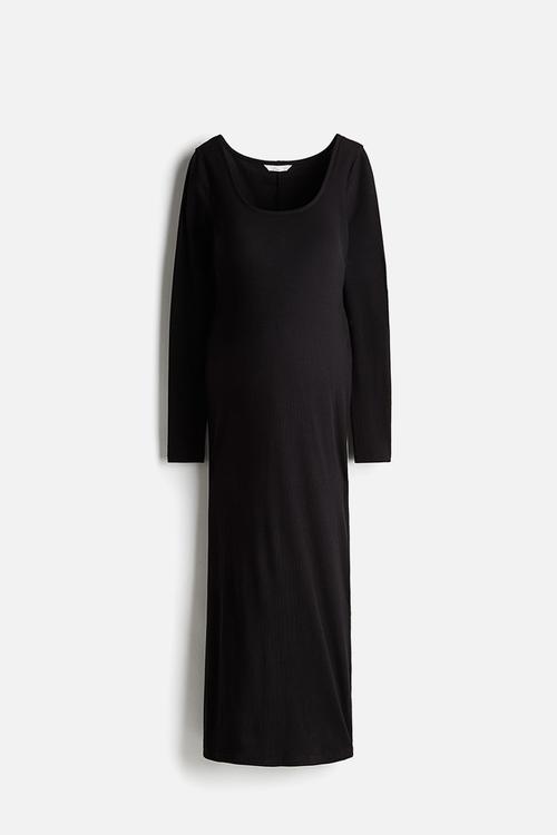 Mama ribbed scoop-neck dress - black