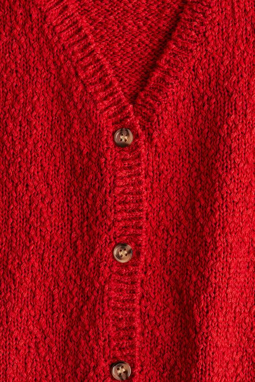 Slub-knit cardigan - red