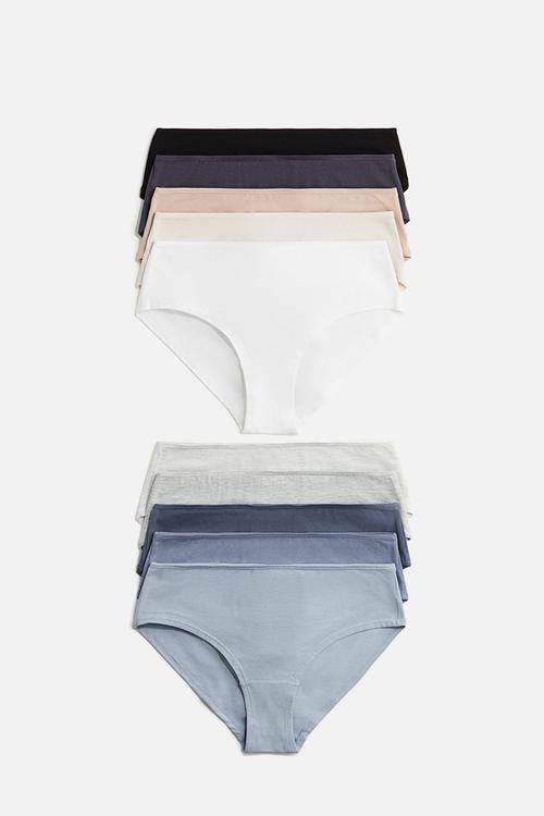 10 pack cotton hipster briefs - light blue & dusty blue
