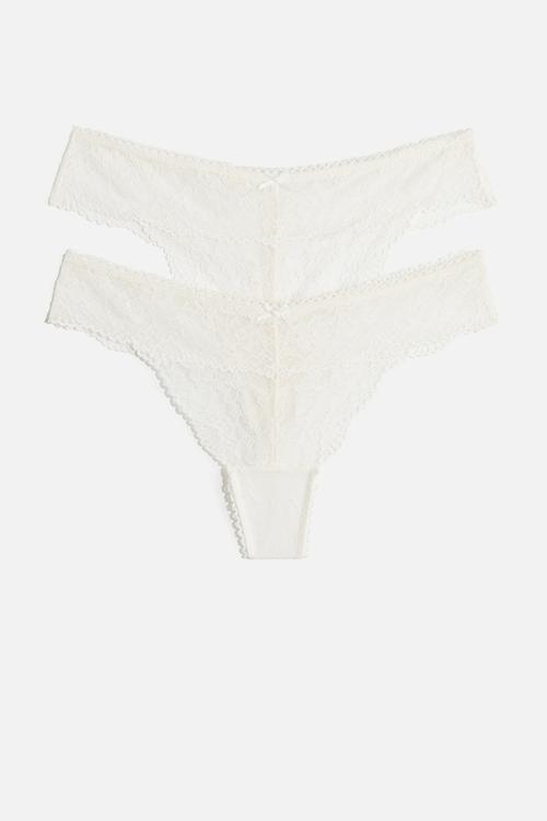 2 pack lace thong briefs - white