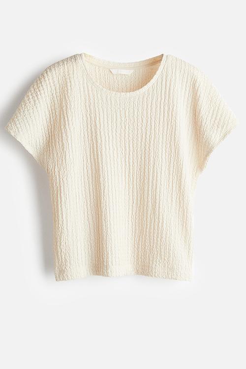 Textured jersey top - cream