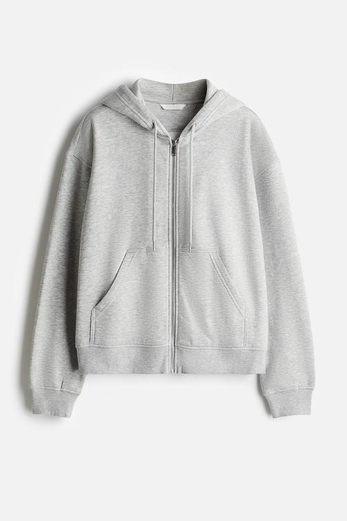 Zip-through hoodie - light grey marl