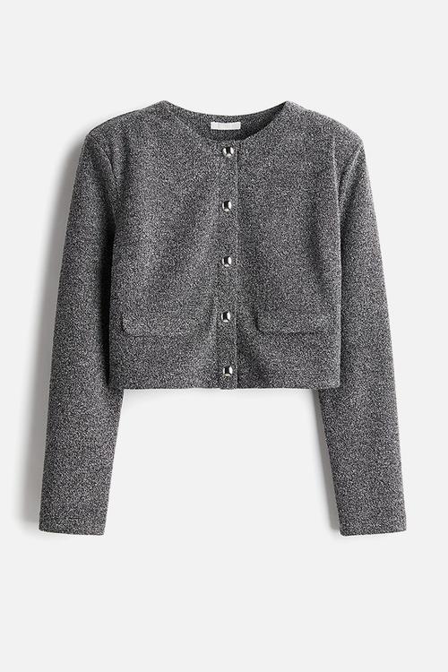Shoulder-pad cardigan - black marl 