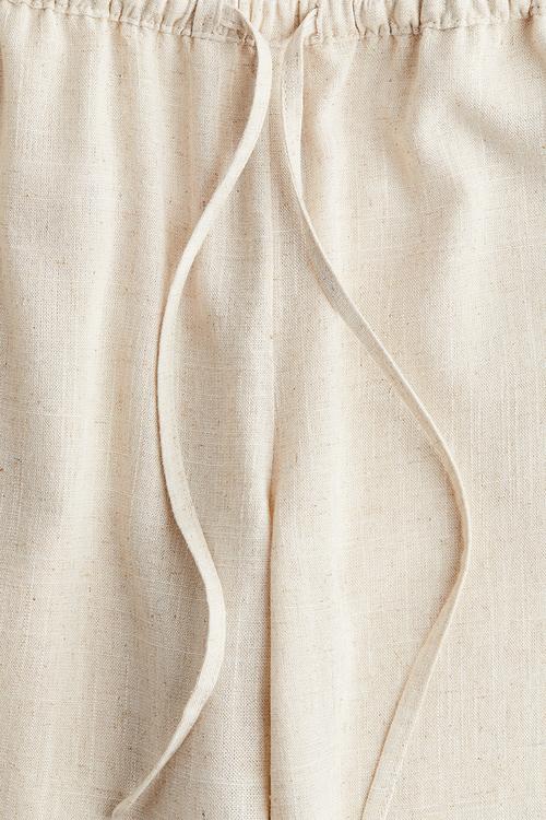 Straight drawstring trousers - light beige