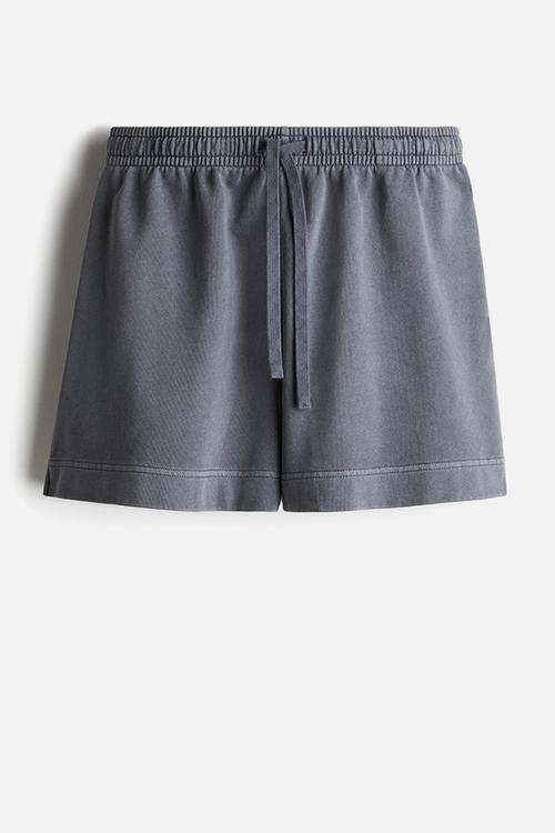 Washed cotton sweatshorts - blue & grey 