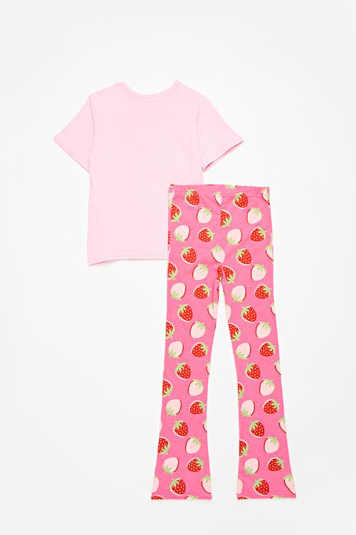 Tee & flared legging set - pink