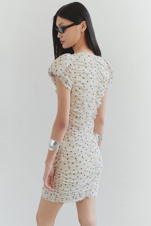Polka Dot Mini Dress - Ecru