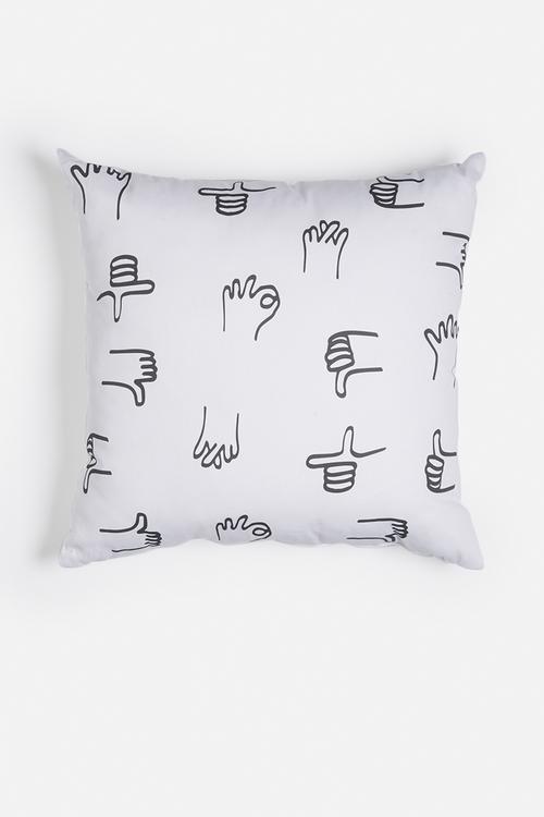 Hand signs printed cushion