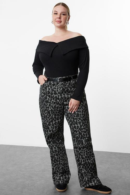 Plus size camisole knitted pl - black