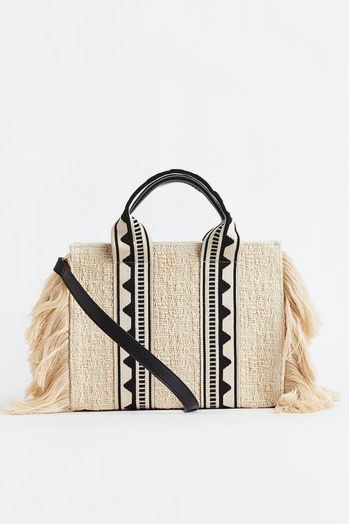 Jacquard-weave shopper - light beige