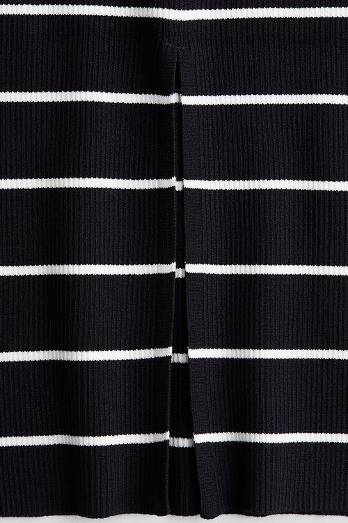 Rib-knit skirt - black striped