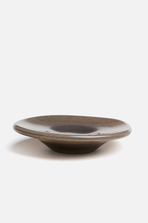 Small glass tray - dark dusty brown