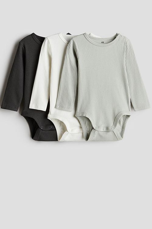 3 pack ribbed bodysuits - multi