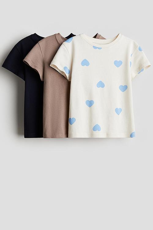 3 pack cotton tops - cream hearts
