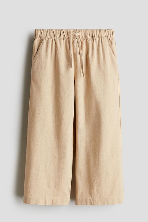 Linen-blend joggers - beige