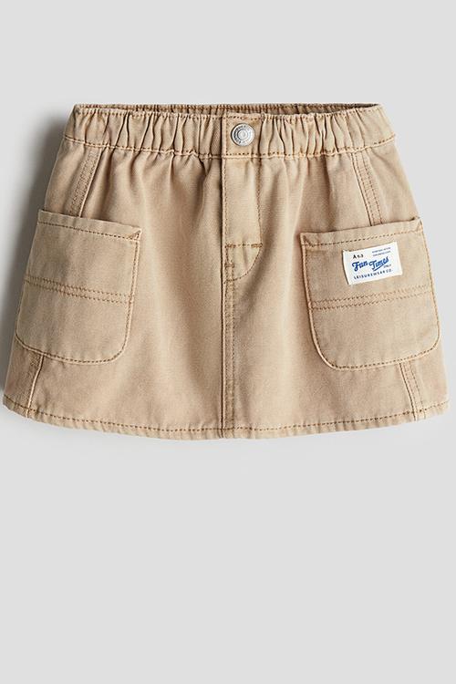 Cotton canvas skirt - beige