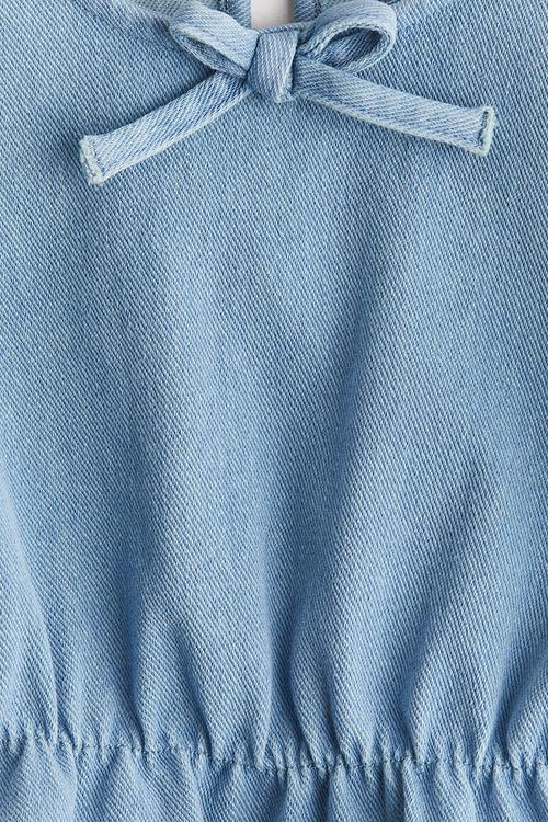 Denim-look peplum top - light blue