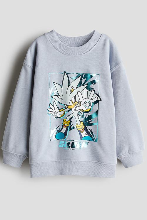 Print-motif sweatshirt - grey sonic the hedgehog